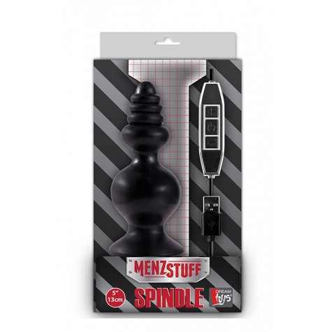 Чёрная фигурная пробка с вибрацией, работающая от USB, MENZSTUFF SPINDLE 10FUNCTION BUTT PLUG