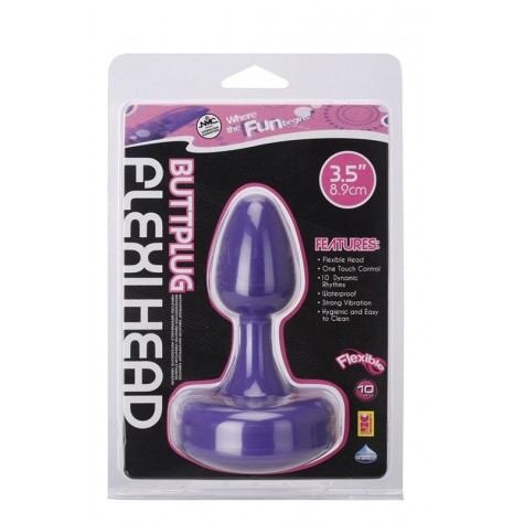 Вибромассажер для анальной стимуляции FLEXI HEAD 10 FUNCTION BUTT PLUG - 8,9 см.